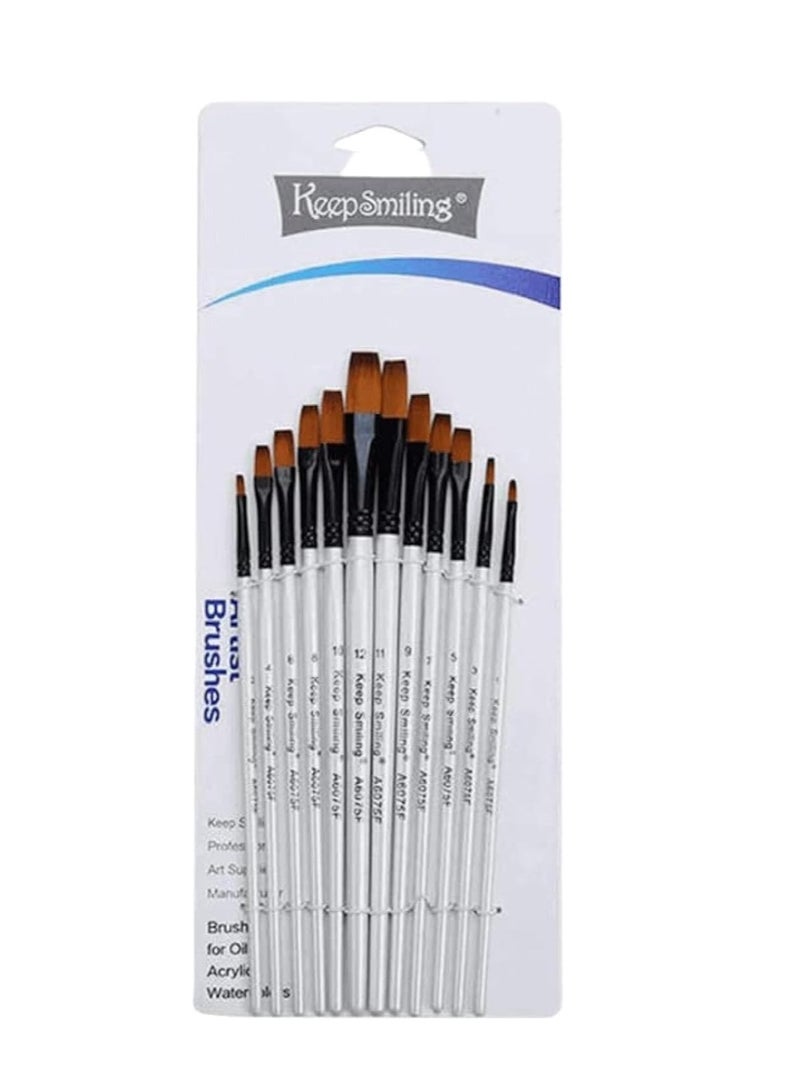 Keep Smiling Keep Smiling Brush (Short Handel Flat Set of 12)  - Image 1