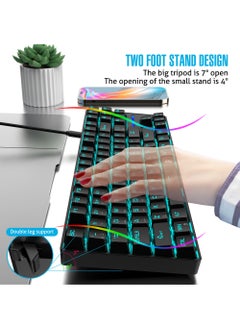 Rock Pow 75% Gaming Keyboard Arabic English 87 Keys Mechanical Keyboard with RGB Backlit 19 Modes Wired Mini Keyboard PBT Keycaps for PC Gaming and Working (Red Switch)  - Image 4