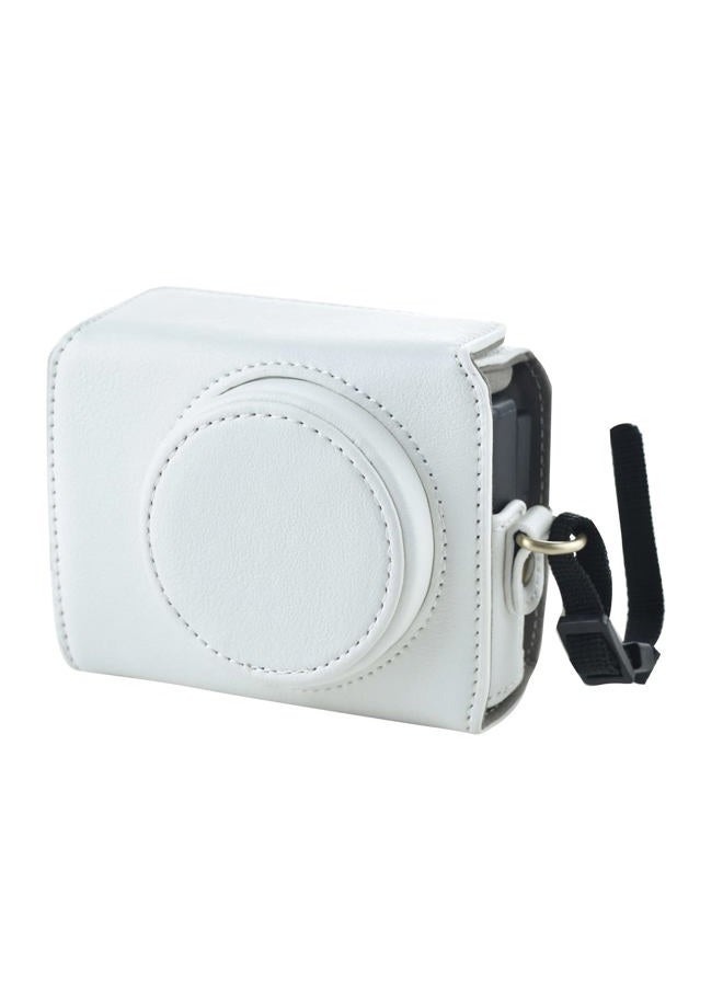 Rieibi حافظة ZV1 - حافظة كاميرا جلدية PU عتيقة لسوني ZV1 - حافظة واقية مع حزام، أبيض - Image 1