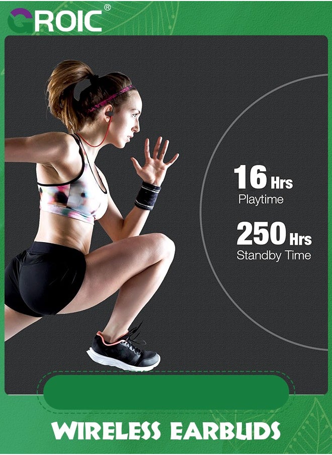 GROIC - Bluetooth Headphones Wireless Earbuds, Bluetooth 5.3 Running Headphones, IPX7 Waterproof Earphones with 16 Hrs Playtime Stereo Sound Isolation Headsets for Workout Gym - Image 1