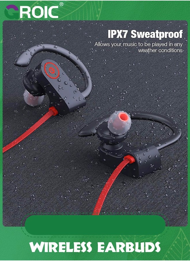 GROIC - Bluetooth Headphones Wireless Earbuds, Bluetooth 5.3 Running Headphones, IPX7 Waterproof Earphones with 16 Hrs Playtime Stereo Sound Isolation Headsets for Workout Gym - Image 1
