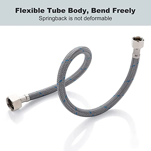 WOWOW 12 Inch Faucet Supply Hose Braided Nylon Supply Hose Sink Faucets Supply Line 3/8" Comp x 1/2" Comp Bathroom Faucet Line Replacement Parts Basin Faucet Hoses 2 PCS - Image 4