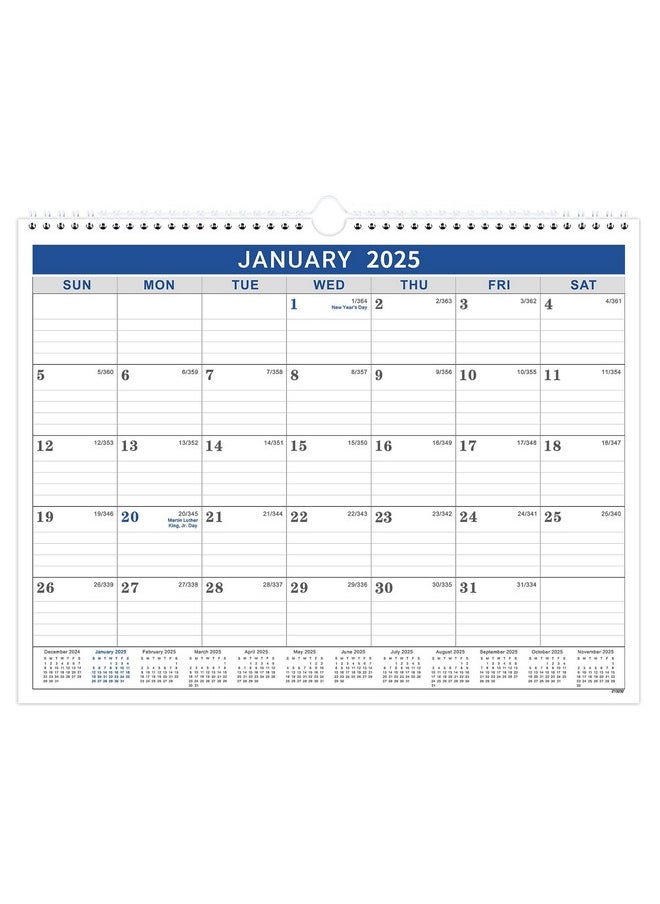 ليموم تقويم 2025 - تقويم حائط 2025 من يناير 2025 إلى ديسمبر 2025، تقويم حائط 2025 14.8 بوصة × 11.5 بوصة، تقويم حائط 2025 مع تاريخ جولياني، ورق سميك، كتلة كبيرة  - Image 1