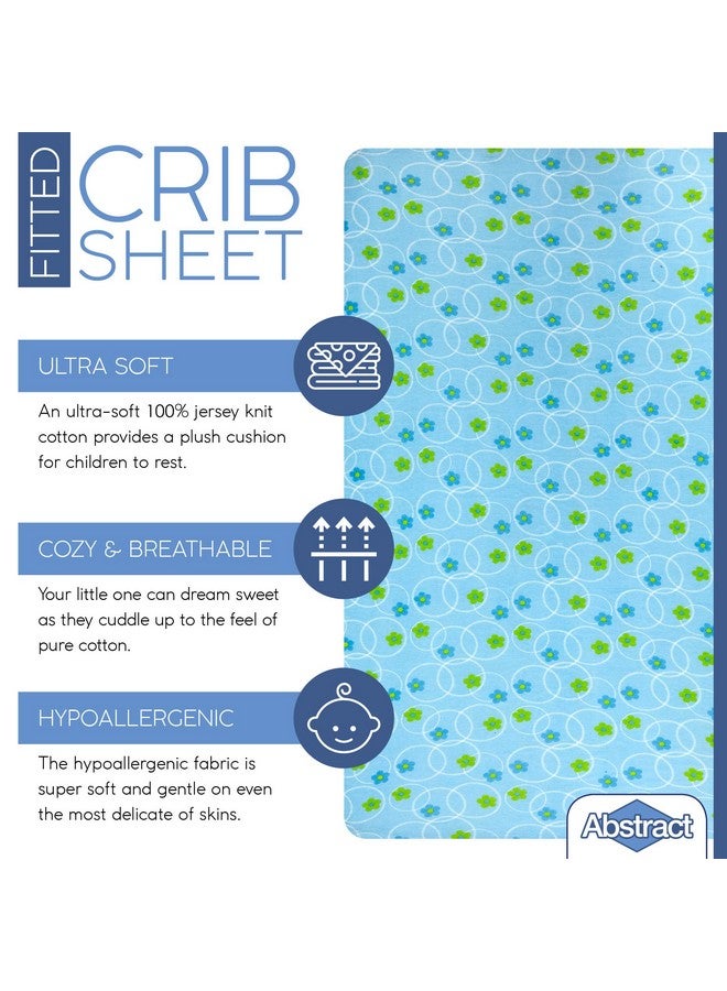 Abstract Bassinet Sheets For Baby/Infant Deep Fitted Soft Jersey Knit By Abstract 16 X 32 (Floral Blue) - Image 2
