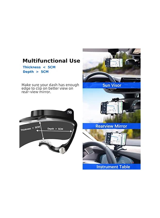 ECVV Dashboard Phone Clip Holder for Car 360 Degrees Rotation Cellphone Mount Non-Slip Car Phone Clip Mobile Phone GPS Display Bracket for Universal Smartphones - Image 5