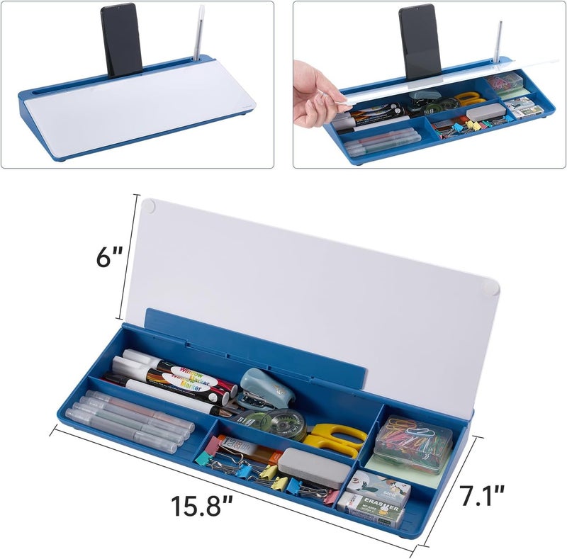 TSJ OFFICE Small Glass Dry Erase Whiteboard for Computer, Computer Keyboard Stand, Whiteboard Surface Pad with Drawer, Desk Organizers - Image 4