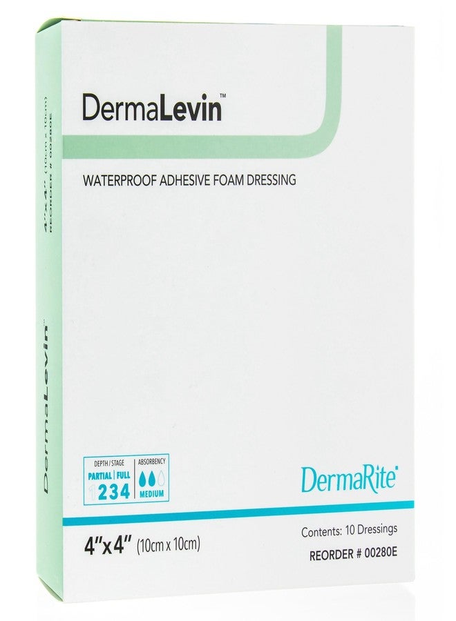 DermaRite's DermaLevin Waterproof Adhesive Foam Island Dressing, Absorbent Wound Care with Border, Sterile - 4 in. x 4 in., 1 Count, 10 Packs, 10 Total - Image 2