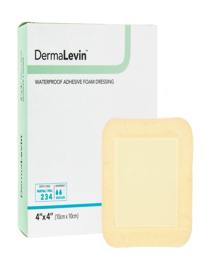 DermaRite's DermaLevin Waterproof Adhesive Foam Island Dressing, Absorbent Wound Care with Border, Sterile - 4 in. x 4 in., 1 Count, 10 Packs, 10 Total - Image 1