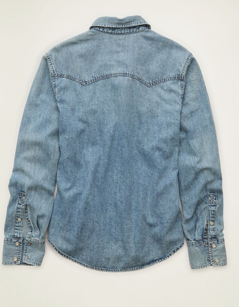 American Eagle AE Throwback Denim Button-Up Shirt - Image 2