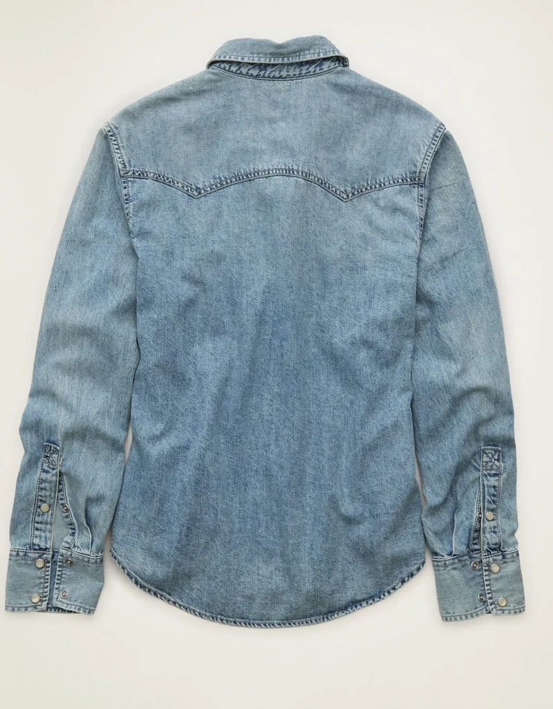 American Eagle  AE Throwback Denim Button-Up Shirt for Women | Best Price UAE