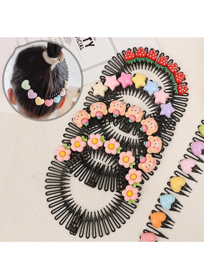 DORMITORRY Cute Cartoon Children's Hair Accessories hair comb, Flexible Circle Comb, Non Slip Tooth Hairband, Hair Band, Zig Zag Flexible Plastic Circle Cartton Comb, Zigzag comb, 4 pcs - Multi Design. - Image 3