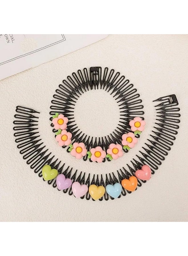 DORMITORRY Cute Cartoon Children's Hair Accessories hair comb, Flexible Circle Comb, Non Slip Tooth Hairband, Hair Band, Zig Zag Flexible Plastic Circle Cartton Comb, Zigzag comb, 4 pcs - Multi Design. - Image 2