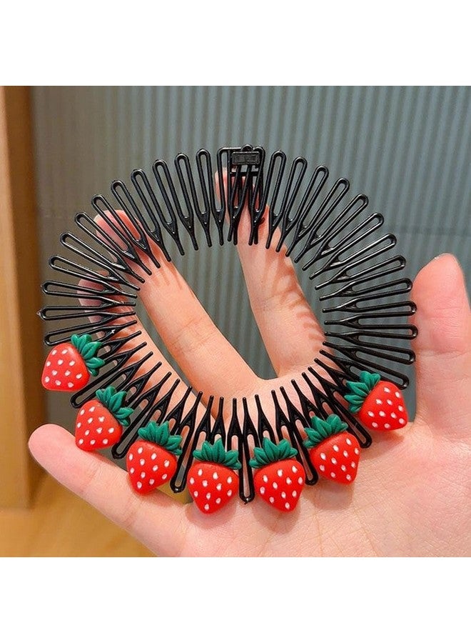 DORMITORRY Cute Cartoon Children's Hair Accessories hair comb, Flexible Circle Comb, Non Slip Tooth Hairband, Hair Band, Zig Zag Flexible Plastic Circle Cartton Comb, Zigzag comb, 4 pcs - Multi Design. - Image 1