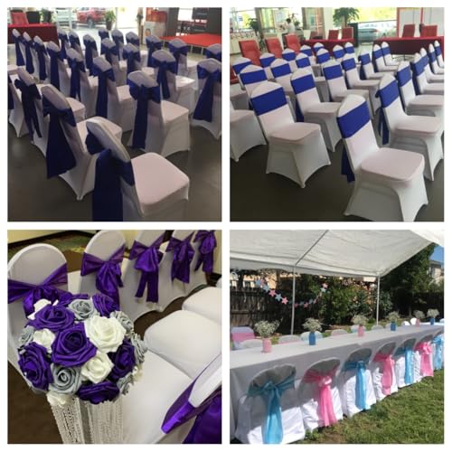 iEventStar رباطات كراسي ساتان iEventStar - رباطات كراسي زينة لحفلات الزفاف والولائم (10، أصفر زاهي) - Image 4