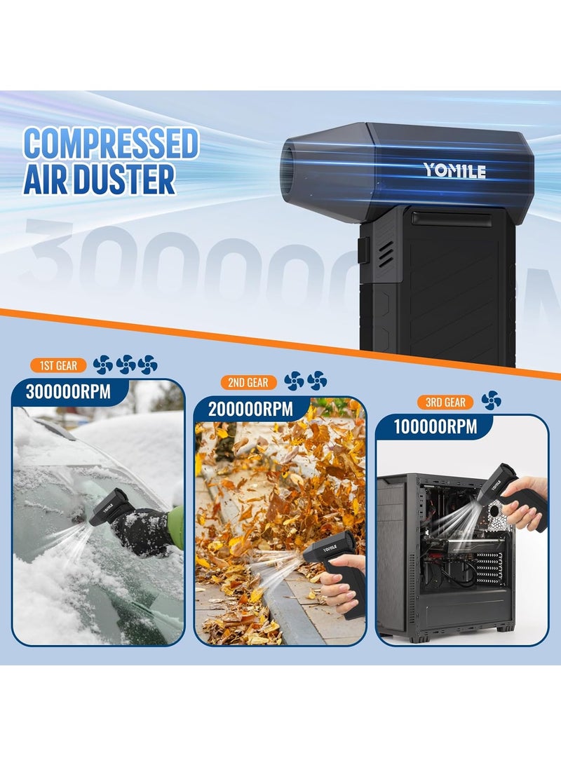 Electric air Duster - 130000RPM Brushless 3 Speeds Turbo Fan JetFan, 2000mAh Battery Compressed Air Duster Cordless Dust Blower Air Blower for Computer Keyboard,Outdoors,Car,Home  - Image 2