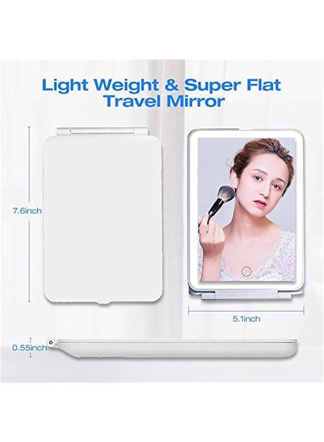 Captaintech Rechargeable Travel Makeup Vanity Mirror with LED Lights,Portable Foldable Makeup Beauty Mirror,3 Colors Changeable Mirror,360 Degree Dimmable Touch Screen Cosmetic Mirror with Light（White） - Image 5
