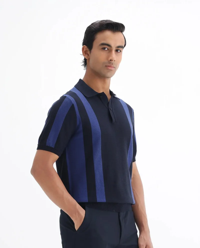 Rare Rabbit Men's Cotton Regular Fit Striped Polo
