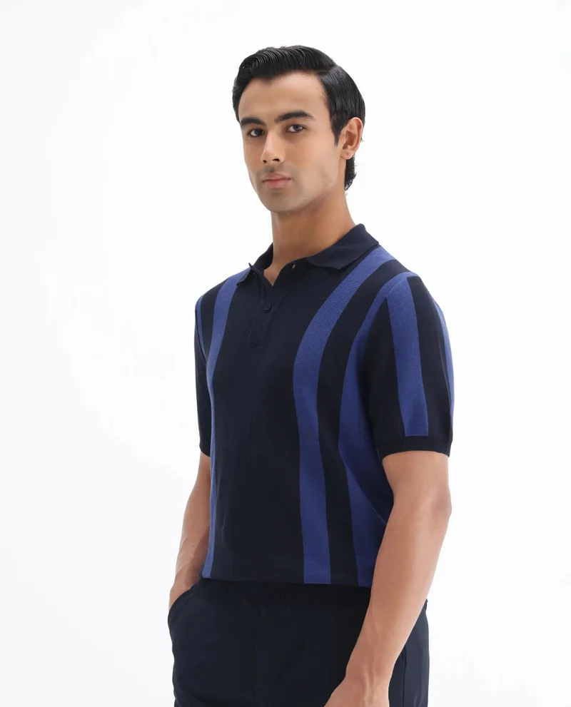 Rare Rabbit Men's Cotton Regular Fit Striped Polo