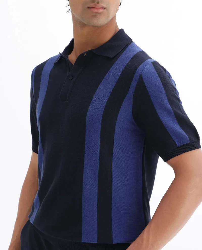 Rare Rabbit Men's Cotton Regular Fit Striped Polo
