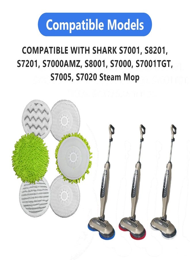 Dnxbzfb 6 Pack S7001 Mop Pads Compatible with Shark S8201 S8001 S7001 S7201 S7000AMZ S7000 S7005 S7020 S7001TGT, Steam & Scrub All-in-One Scrub Pads, Dirt Grip Washable Pad (4White 2green) - Image 2