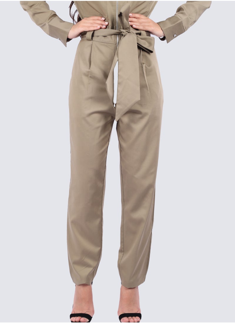 VERO MODA - Women's Zipp Closer Double Chest Pockets Catsuit in Lt. safari - Image 1