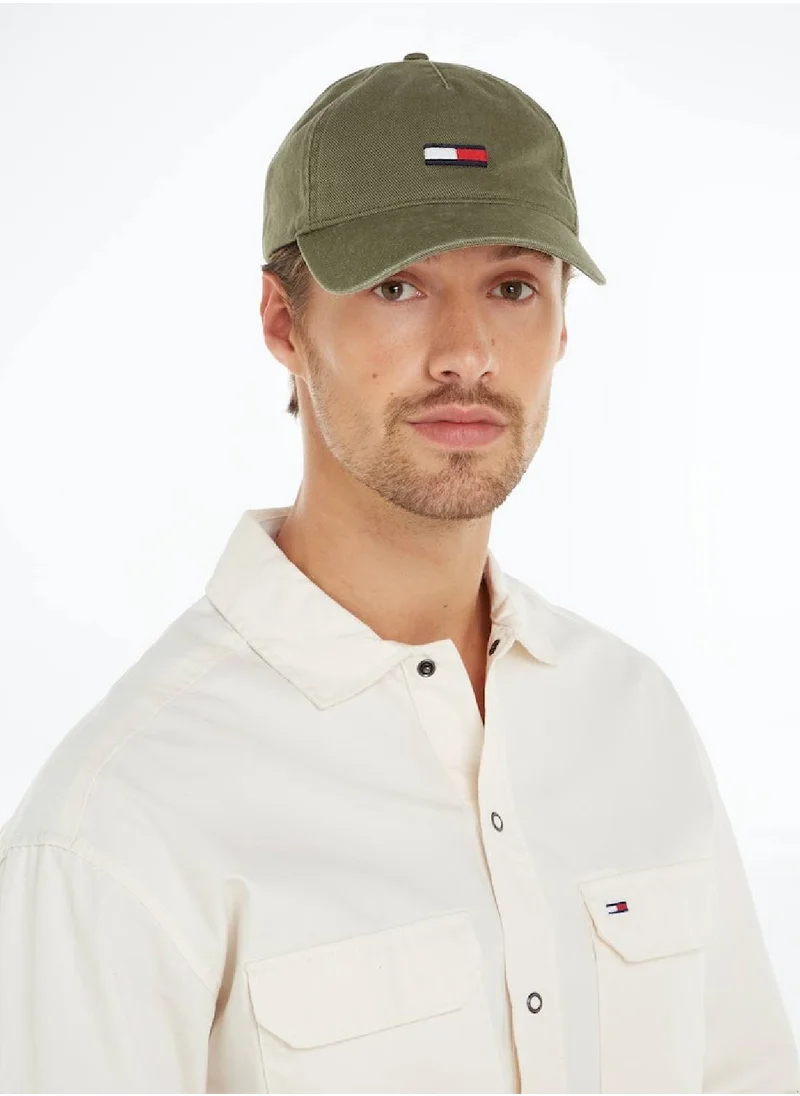 TOMMY JEANS Men's Elongated Flag Cap - Cotton, Green