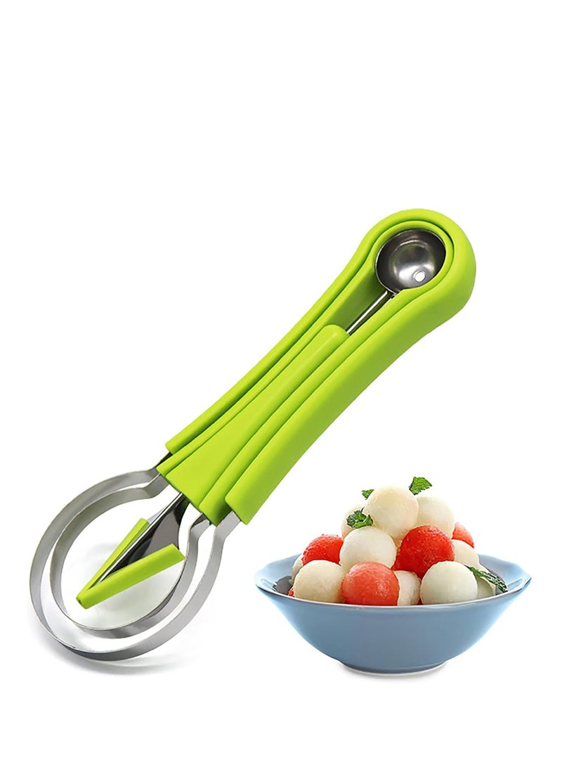 Loquat 4 In 1 Stainless Steel Fruit Scooper Seed Remover Melon Baller Double Sided Melon Baller for Watermelon Ice Cream - Image 1