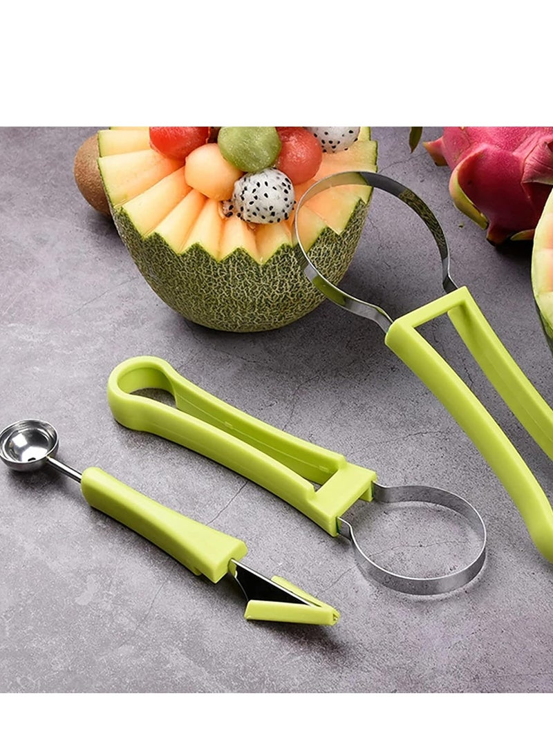 Loquat 4 In 1 Stainless Steel Fruit Scooper Seed Remover Melon Baller Double Sided Melon Baller for Watermelon Ice Cream - Image 4