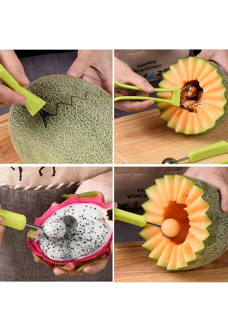 Loquat 4 In 1 Stainless Steel Fruit Scooper Seed Remover Melon Baller Double Sided Melon Baller for Watermelon Ice Cream - Image 5