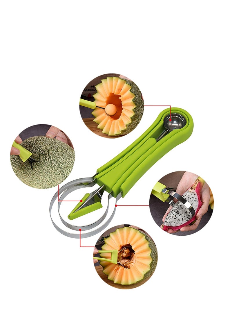 Loquat 4 In 1 Stainless Steel Fruit Scooper Seed Remover Melon Baller Double Sided Melon Baller for Watermelon Ice Cream - Image 3