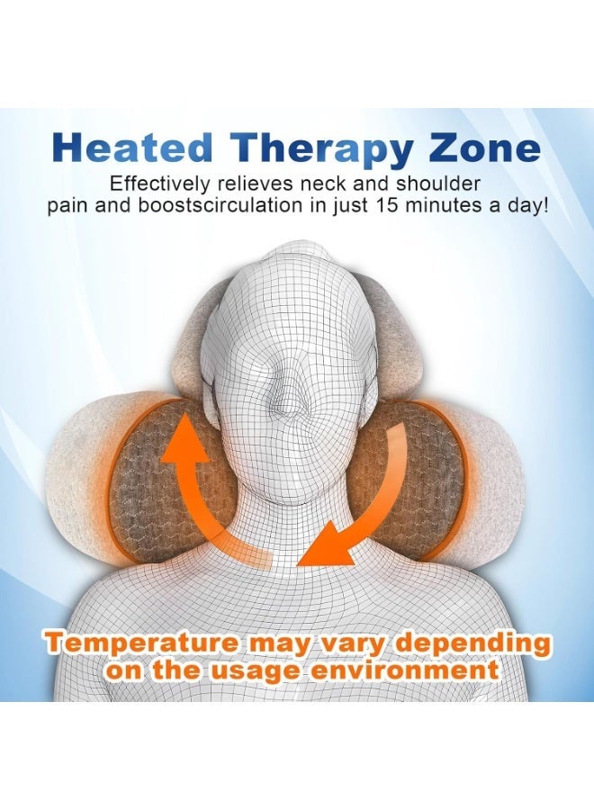 YOUWE7 Travel Pillow Massage Neck Hump, Traction Massager with Heat 3-in-1 Neck Massagers Pillow, Heated Cervical Massagers with Adjustable Air Chambers & Memory Foam Support (Light Gray) - Image 5