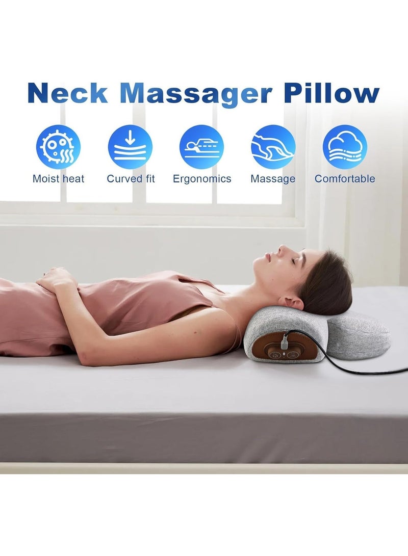 YOUWE7 Travel Pillow Massage Neck Hump, Traction Massager with Heat 3-in-1 Neck Massagers Pillow, Heated Cervical Massagers with Adjustable Air Chambers & Memory Foam Support (Light Gray) - Image 3