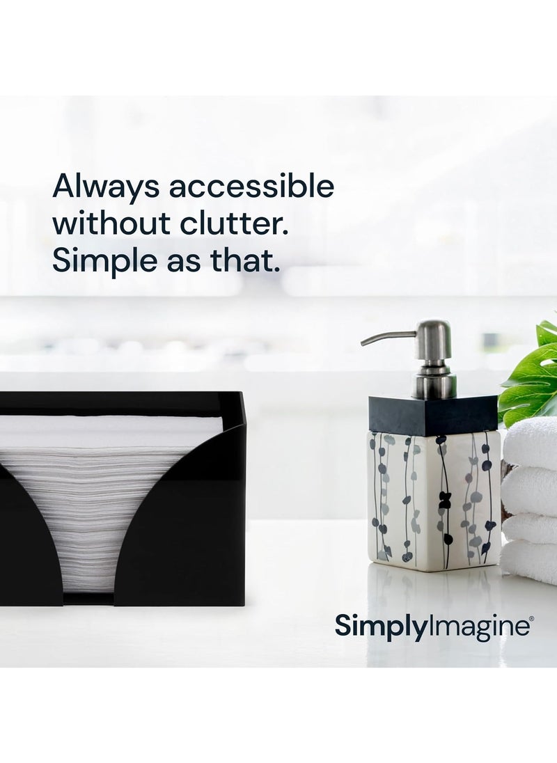 Generic - Countertop Paper Towel Holder - Black Acrylic Storage Holder for Kitchen or Bathroom Use with Multifold, C Fold, Trifold, Z Fold Folded Hand Towel Napkins - Commercial or Home Use - Image 1