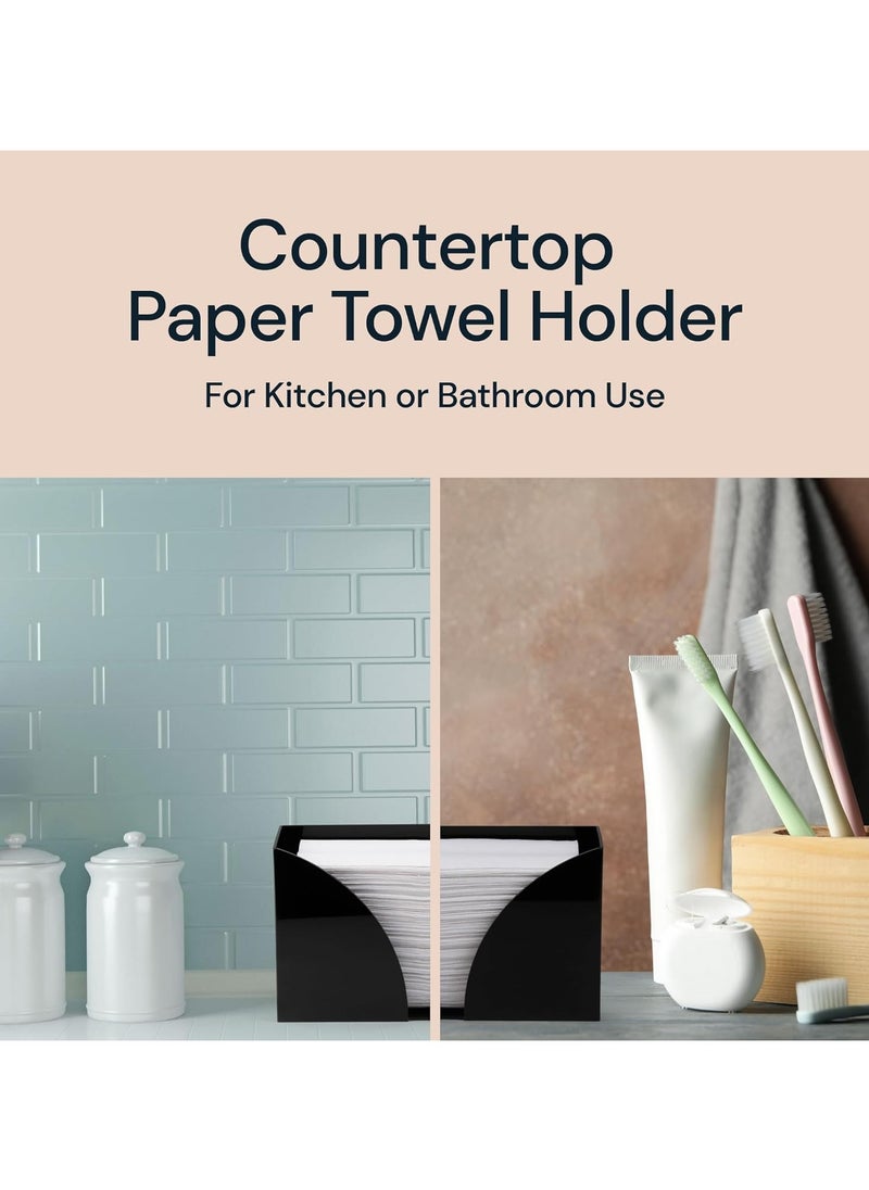Generic - Countertop Paper Towel Holder - Black Acrylic Storage Holder for Kitchen or Bathroom Use with Multifold, C Fold, Trifold, Z Fold Folded Hand Towel Napkins - Commercial or Home Use - Image 1
