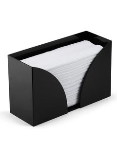 Countertop Paper Towel Holder - Black Acrylic Storage Holder for Kitchen or Bathroom Use with Multifold, C Fold, Trifold, Z Fold Folded Hand Towel Napkins - Commercial or Home Use