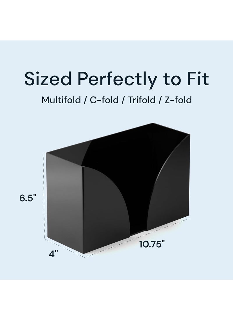 Generic - Countertop Paper Towel Holder - Black Acrylic Storage Holder for Kitchen or Bathroom Use with Multifold, C Fold, Trifold, Z Fold Folded Hand Towel Napkins - Commercial or Home Use - Image 1