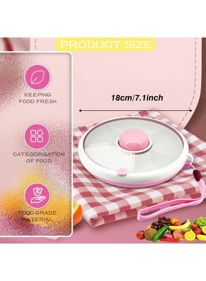 Kids Snack Spinner Box,360°Rotating Snack Container,Snack Spinner Rotating Storage with 5 Compartment Dispenser and Lid,Reusable Snack Box Fruit Spinner Organizer for Home Travel - Image 3