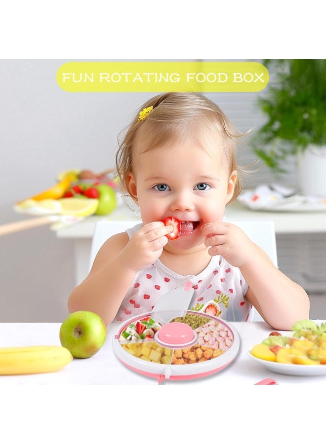 Kids Snack Spinner Box,360°Rotating Snack Container,Snack Spinner Rotating Storage with 5 Compartment Dispenser and Lid,Reusable Snack Box Fruit Spinner Organizer for Home Travel - Image 5