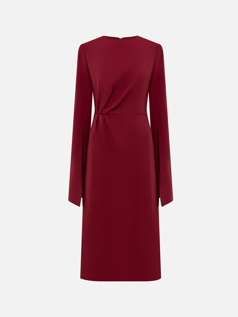 Lichi Midi dress with a draped waist and loose sleeves