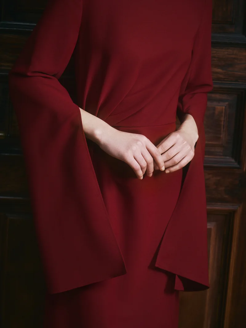 Lichi  Midi dress with a draped waist and loose sleeves for Women | Best Price UAE