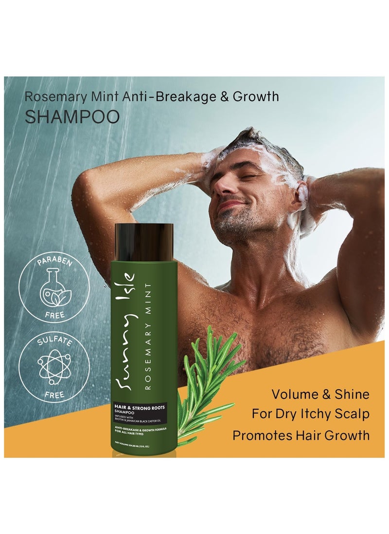 Sunny Isle Sunny Isle Rosemary Mint Hair & Strong Roots Shampoo 12oz, Anti-Breakage Formula, Infused with Biotin and Jamaican Black Castor Oil, All Hair Types  - Image 3