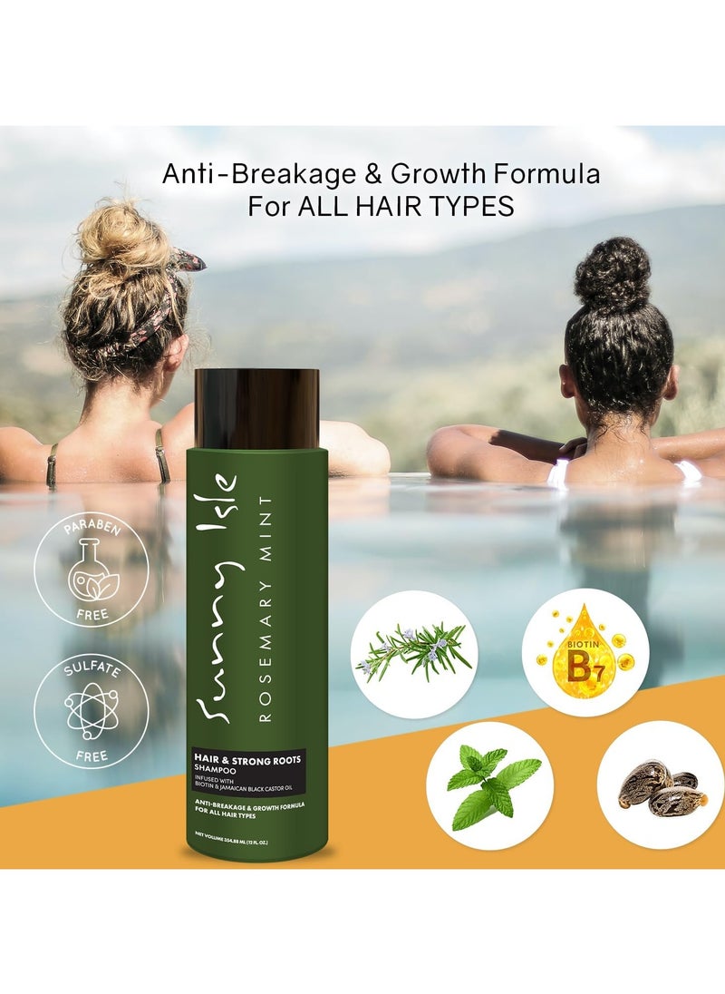 Sunny Isle Sunny Isle Rosemary Mint Hair & Strong Roots Shampoo 12oz, Anti-Breakage Formula, Infused with Biotin and Jamaican Black Castor Oil, All Hair Types  - Image 2
