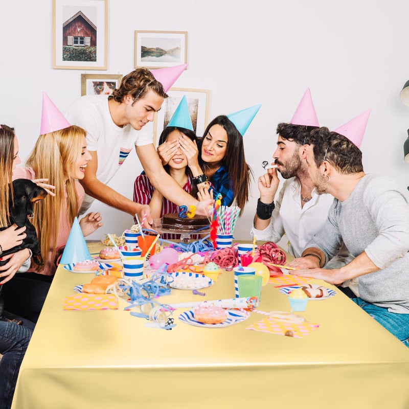 Just Shimmer 2 pcs Gold Tablecloth Plastic -Stunning Metallic Matte Finish, 40" x 108" New Year Table Cloth, Perfect for Bachelorette Wedding Graduation Birthday Party Anniversary Event Decorations - Image 3