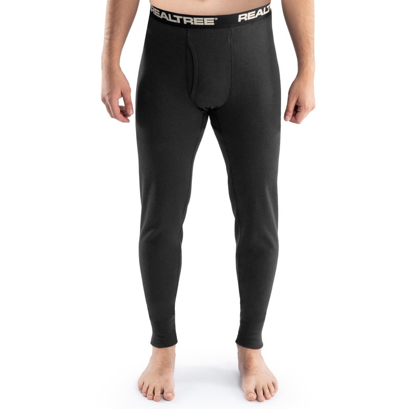 Realtree Men's Heavyweight Cotton Polyester Thermal Long Johns Underwear Bottom, Black, XX-Large - Image 1