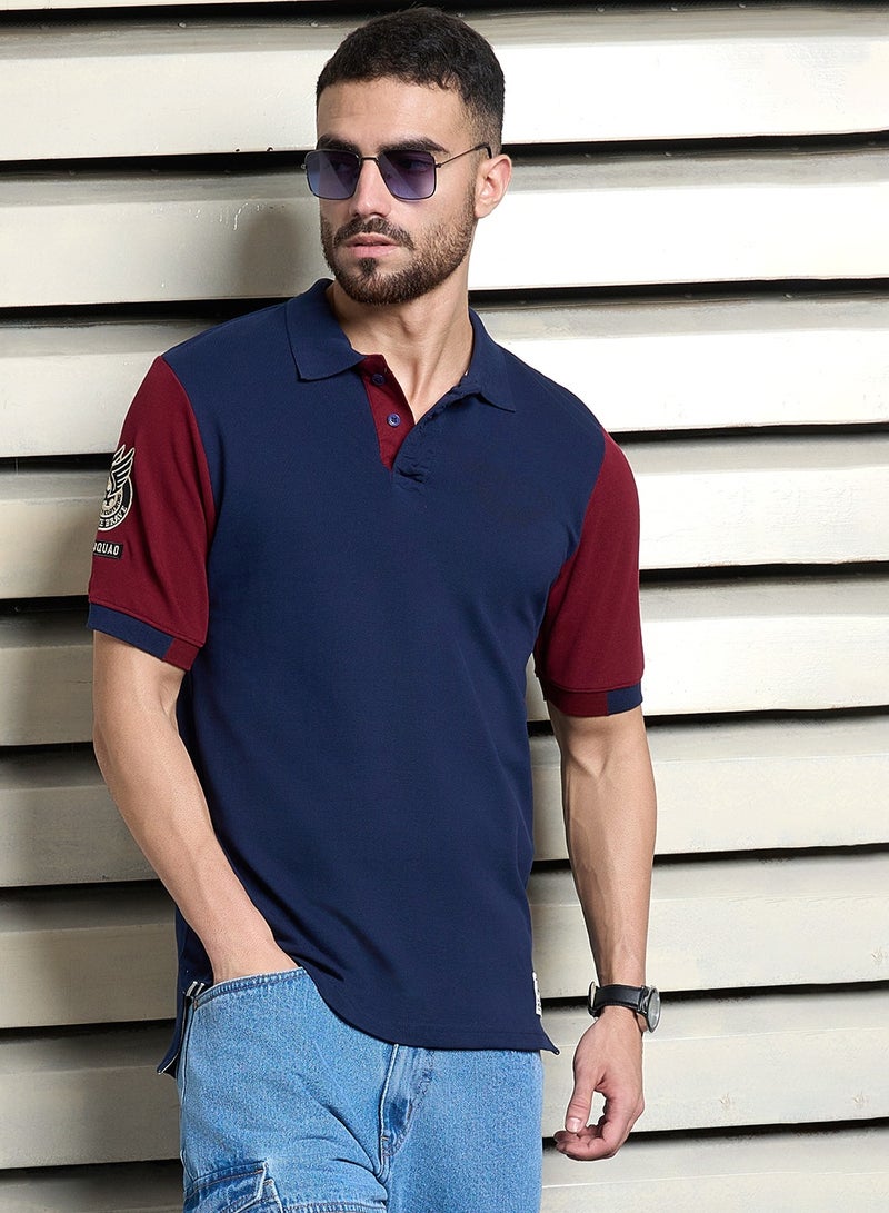 HIGH STAR Regular Fit Navy Polo T-Shirt for Men  - Image 1