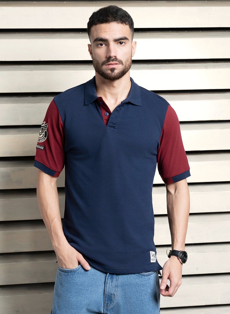 HIGH STAR Regular Fit Navy Polo T-Shirt for Men  - Image 2