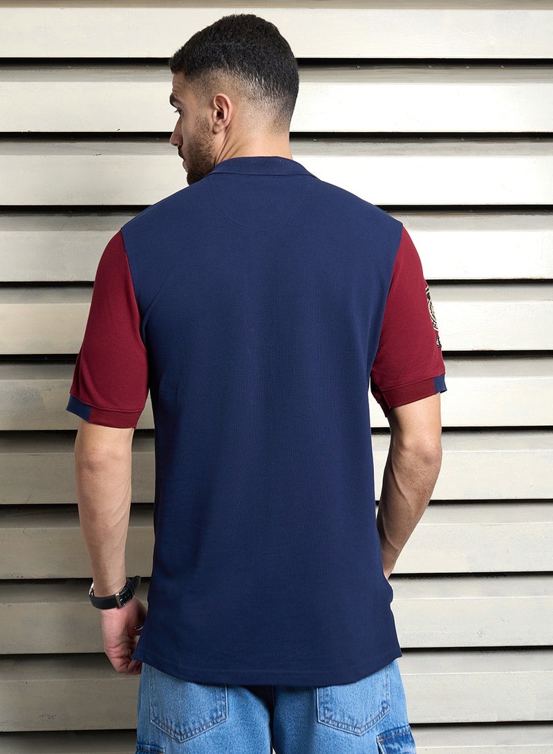 HIGH STAR Regular Fit Navy Polo T-Shirt for Men  - Image 5