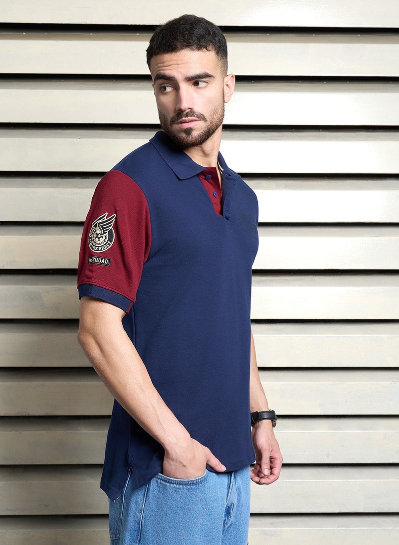 HIGH STAR Regular Fit Navy Polo T-Shirt for Men  - Image 3