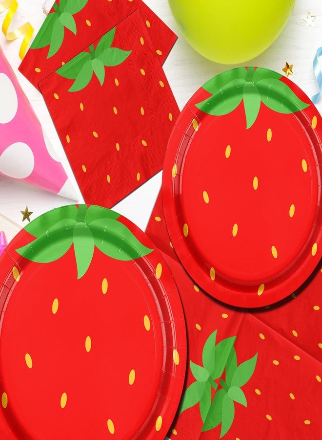 Dydamud Strawberry Party Tableware Set, Red Strawberry Plates Napkins, Summer Fruit Party Decoration for Kids, Baby Shower Strawberry First Birthday Party Supplies - Image 5