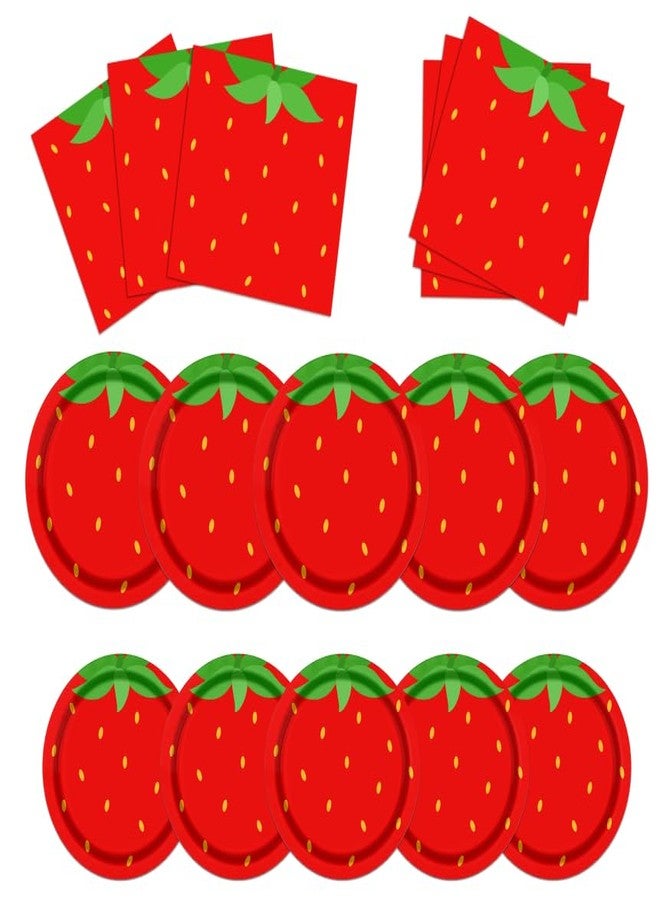 Dydamud Strawberry Party Tableware Set, Red Strawberry Plates Napkins, Summer Fruit Party Decoration for Kids, Baby Shower Strawberry First Birthday Party Supplies - Image 1